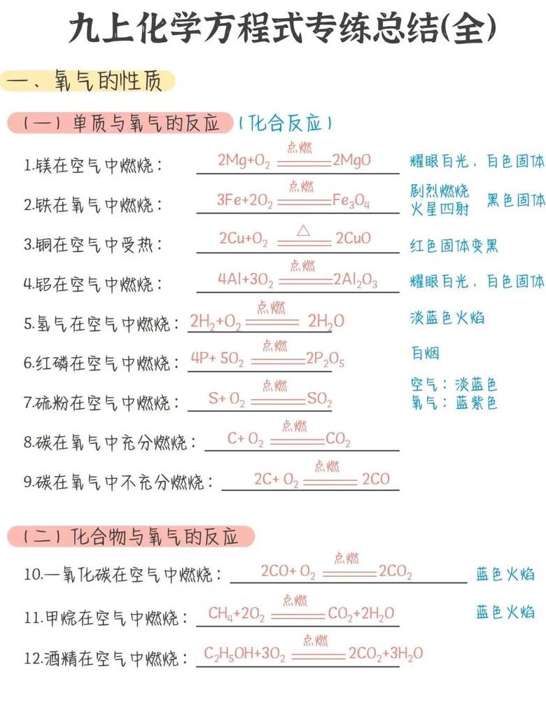 初中化学必背化学式汇总